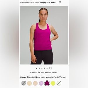 Lululemon swirly tech tank. Size 8. Color is considered magenta.